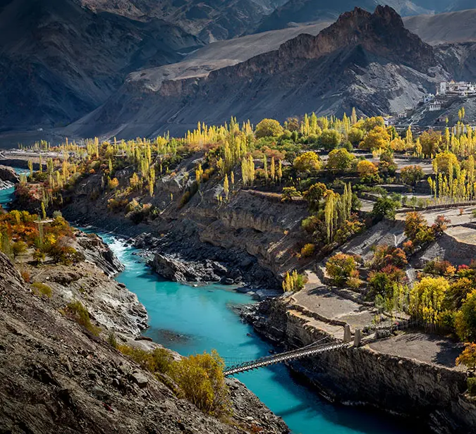 Serene river flowing through Ladakh